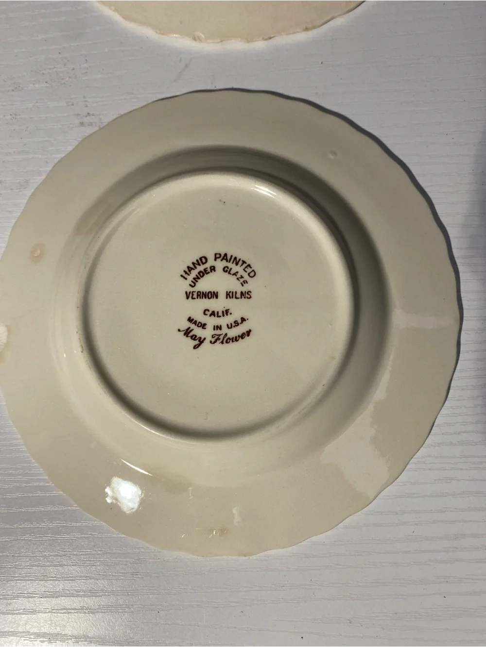 Vintage Vernon Kilns May Flower Bread Dessert Plates 6.5